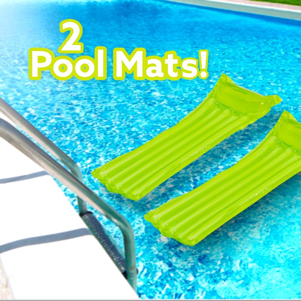Play Day Transparent Lime Green Inflatable Pool Mat/Swimming Pool Raft. NEW!